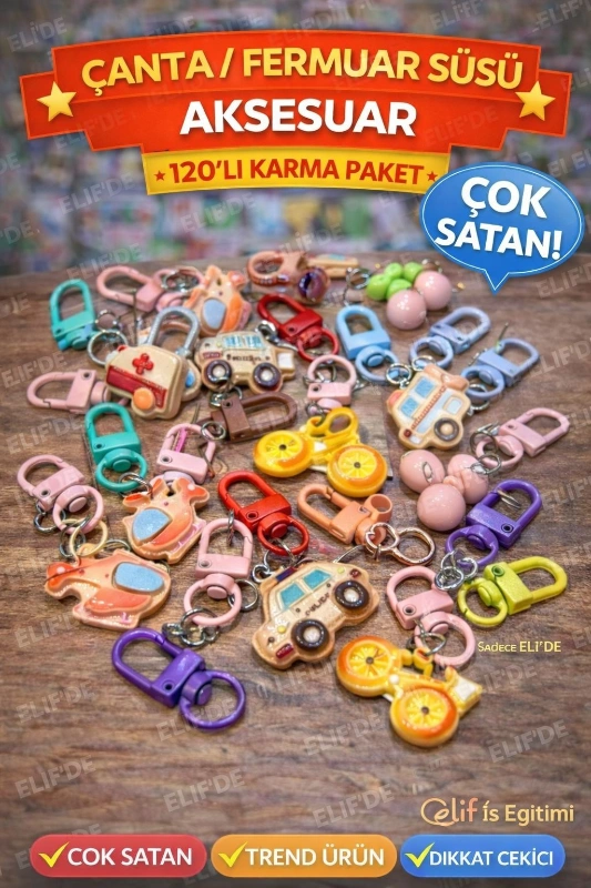 FERMUAR ÇANTA SÜSÜ CHARM / 120Lİ KAVANOZ